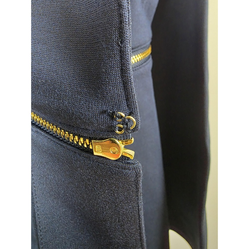 Iman Jacket Womens Small Navy Blue Convertible Gold Zip Off Stretch Open Blazer - Picture 4 of 16